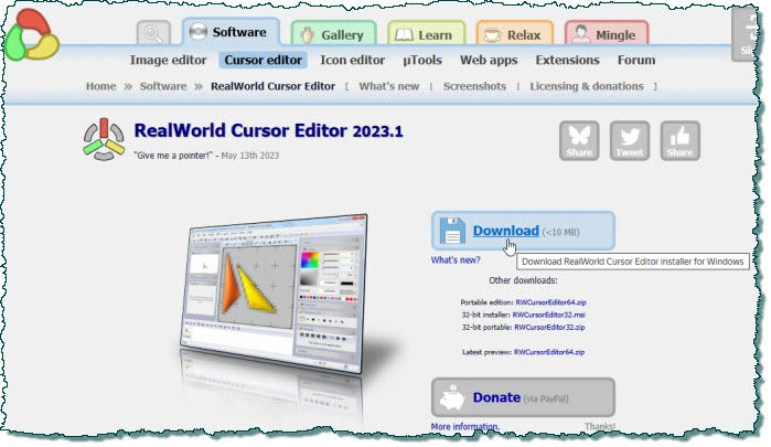 �������� �������� RealWorld Cursor Editor 2023.1